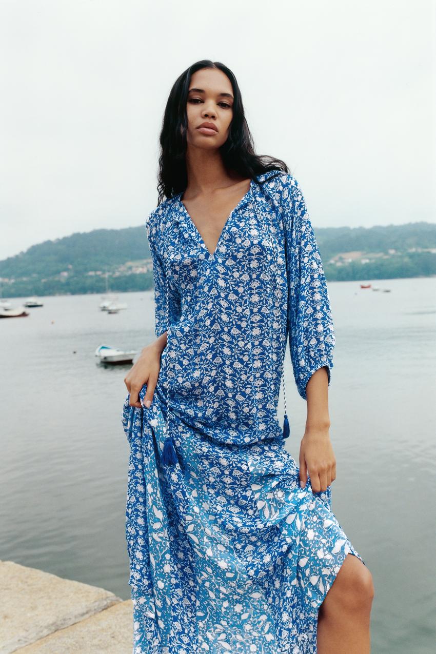 Zara blue dress midi Clearance