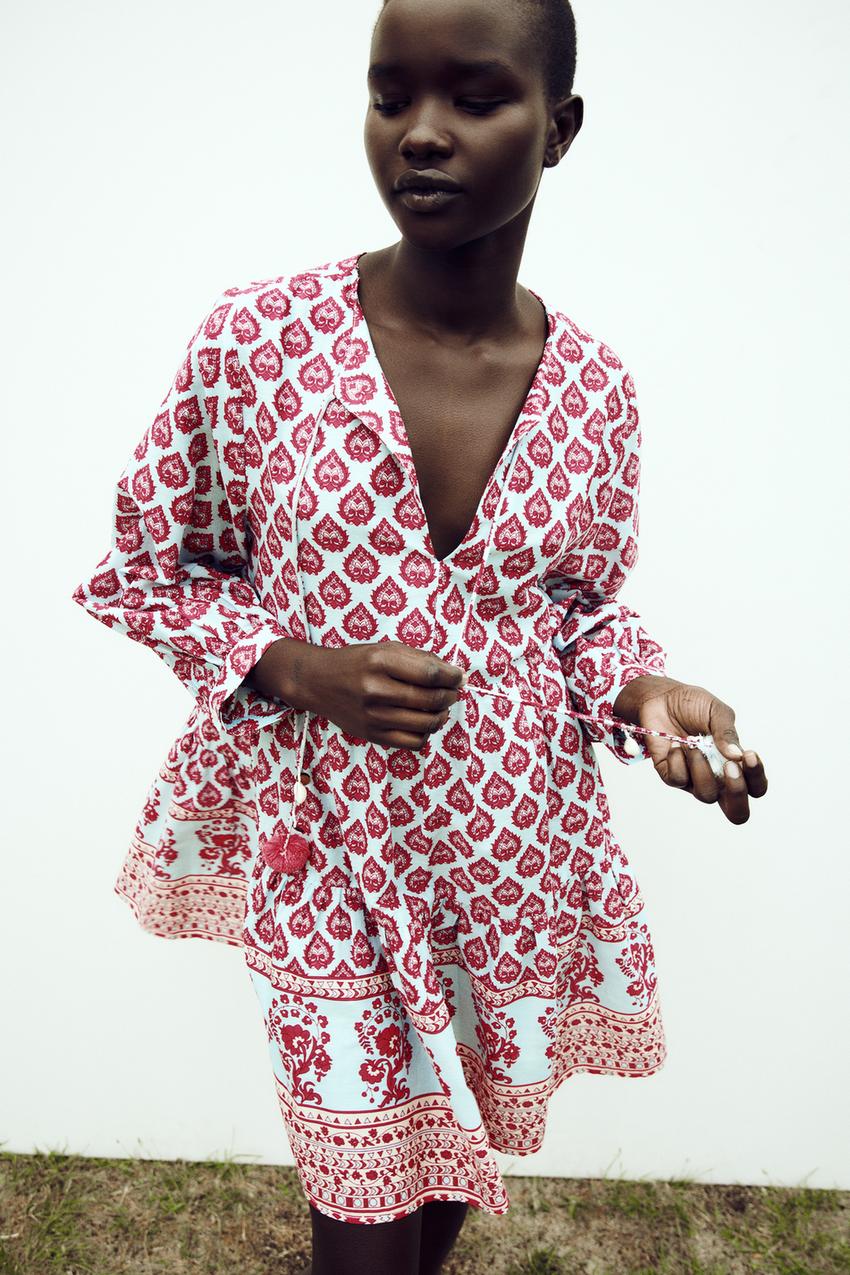 Oversized printed dress zara Clearance