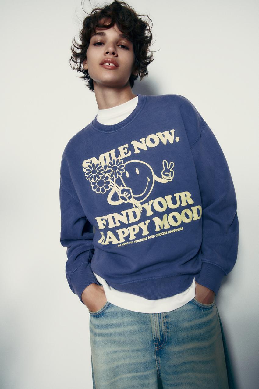 Smiley sweatshirt zara Clearance