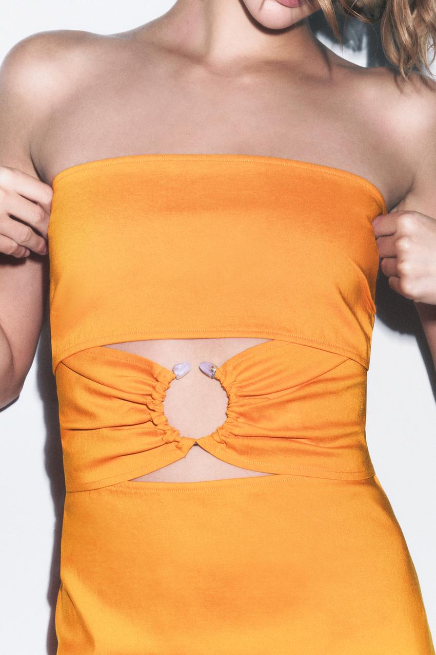 Zara orange dress cut out Clearance
