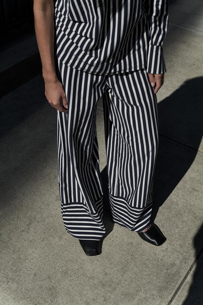 Zara navy striped trousers Clearance