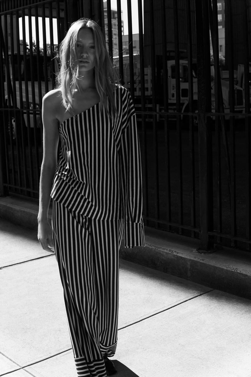 Zara navy striped trousers Clearance