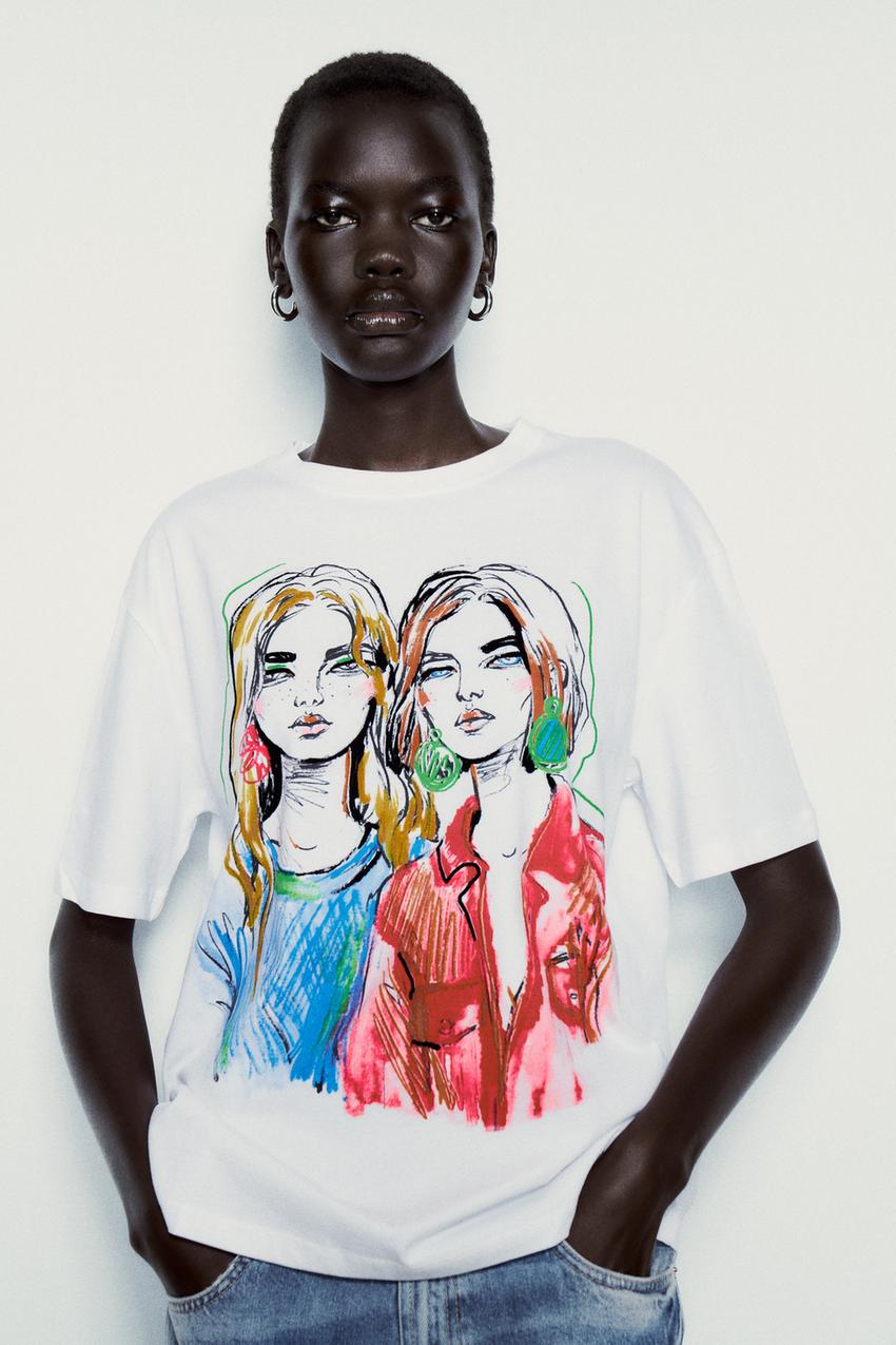 Zara printed t shirt women Clearance