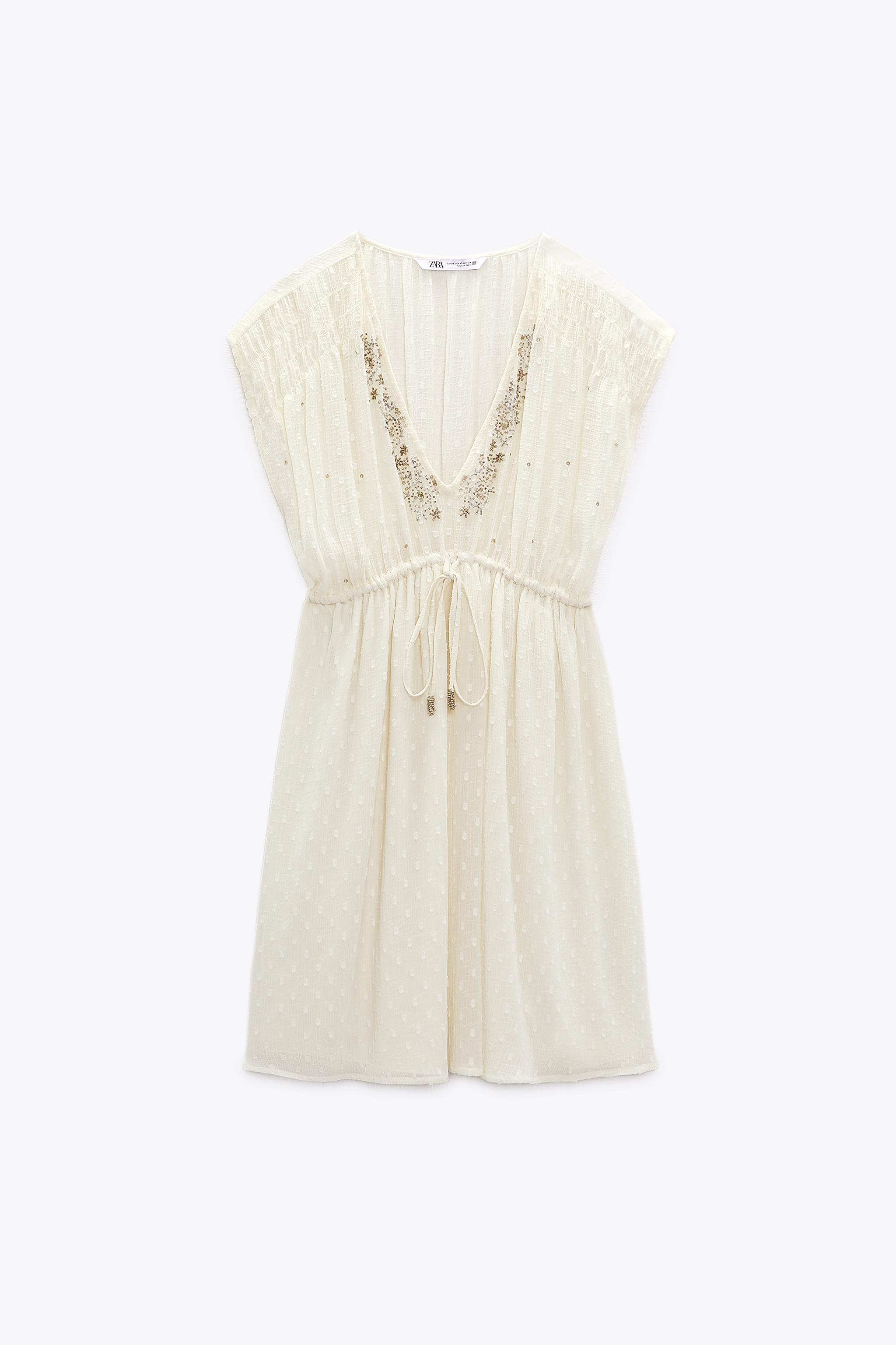 Zara dotted mesh dress hot sale