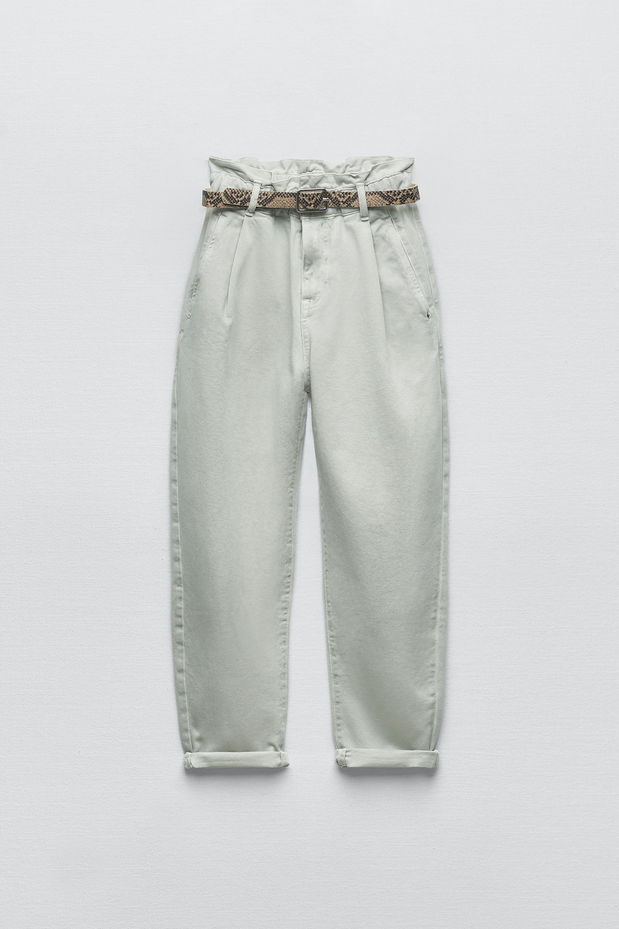 Zara HIGH-WAISTED BELTED BAGGY PAPERBAG Z1975 JEANS | Mall