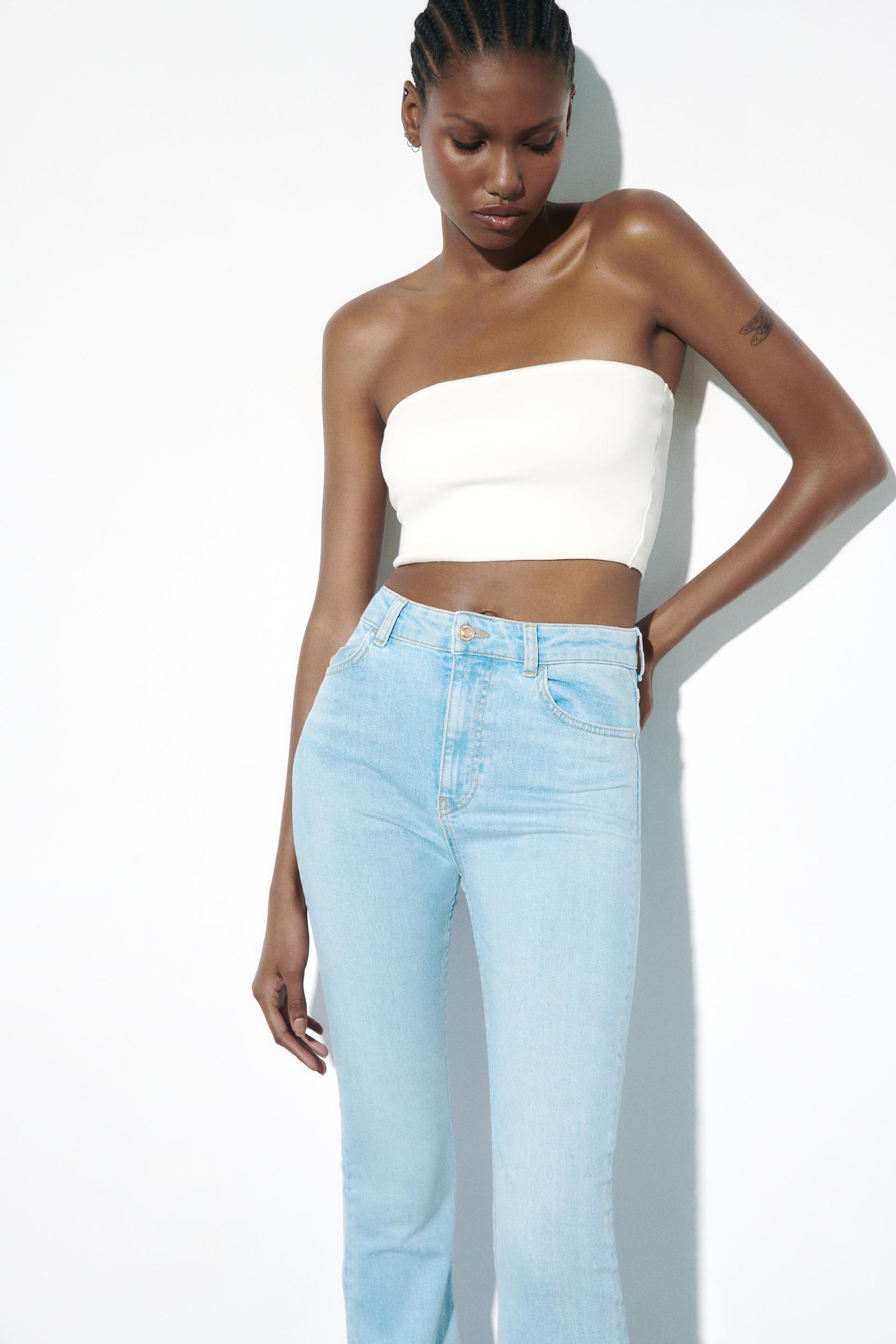 Zara z1975 slim flared ripped jeans Clearance