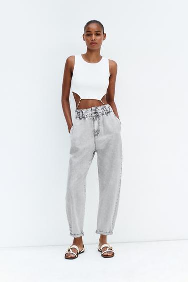 Baggy bottom jeans zara Clearance