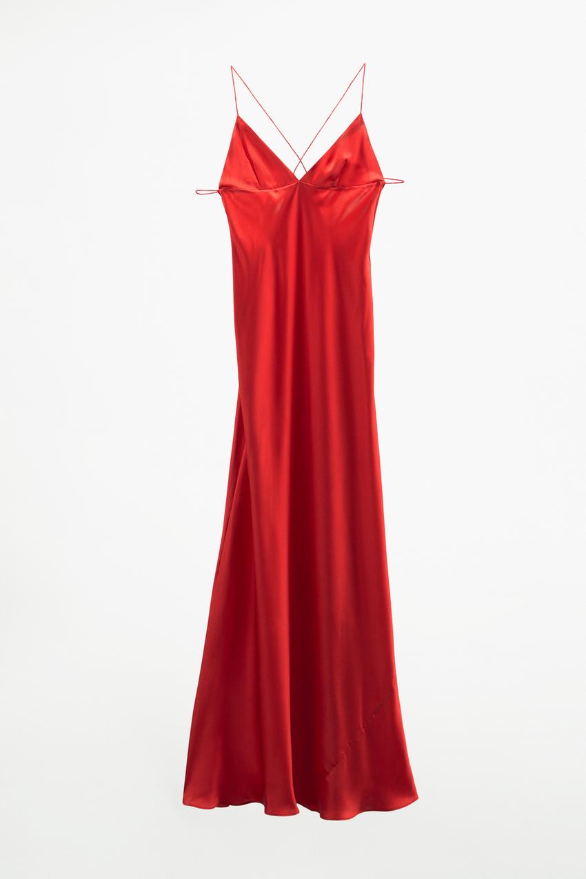 Satin camisole dress zara red Clearance