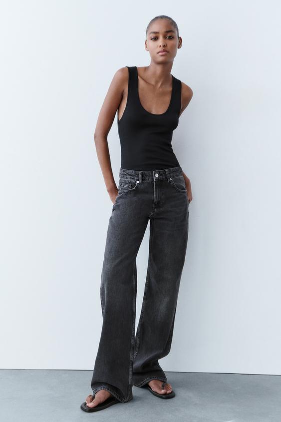 Zara wide leg full length jeans sizing Clearance
