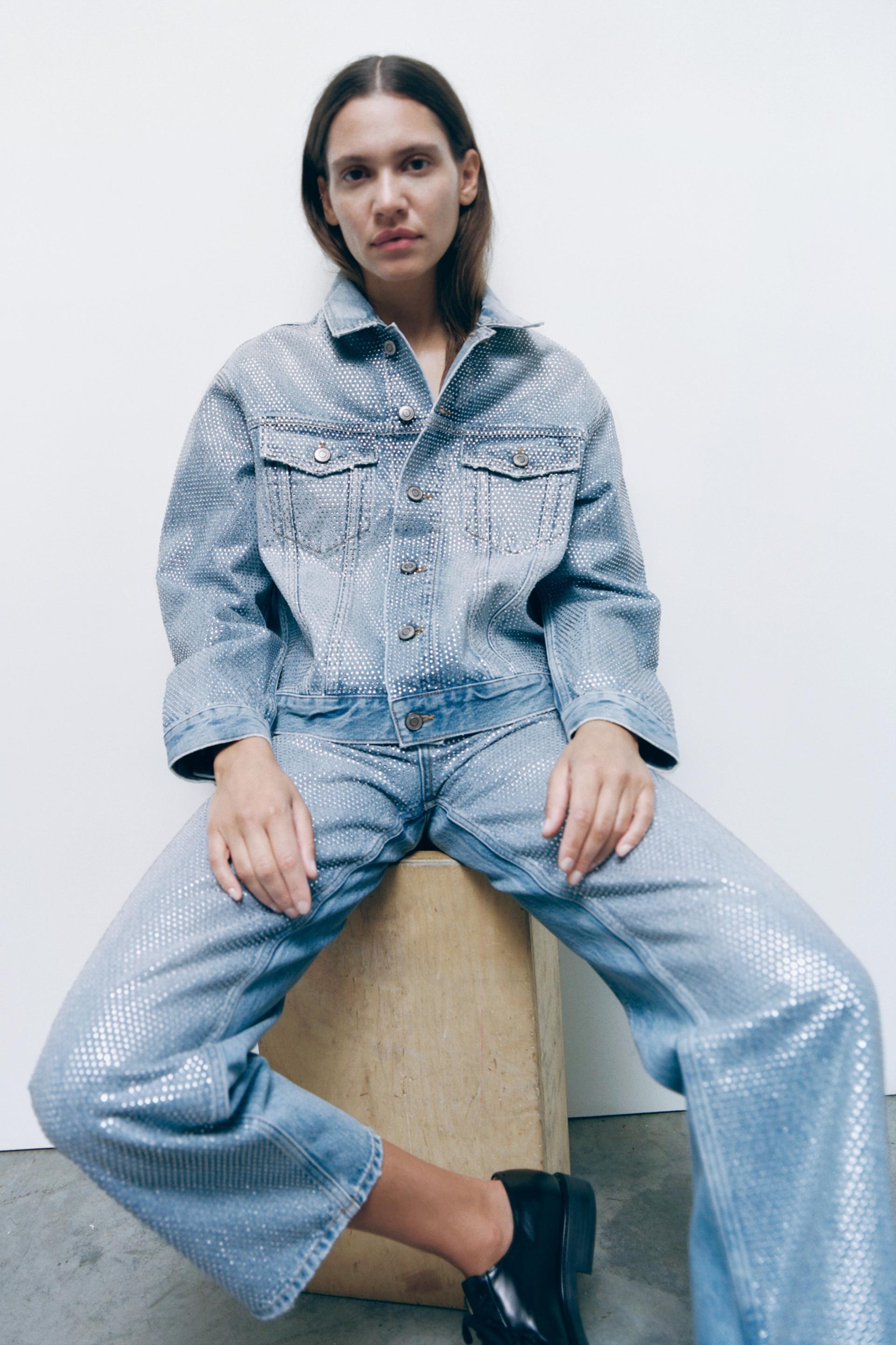 Zara embellished denim jacket Clearance