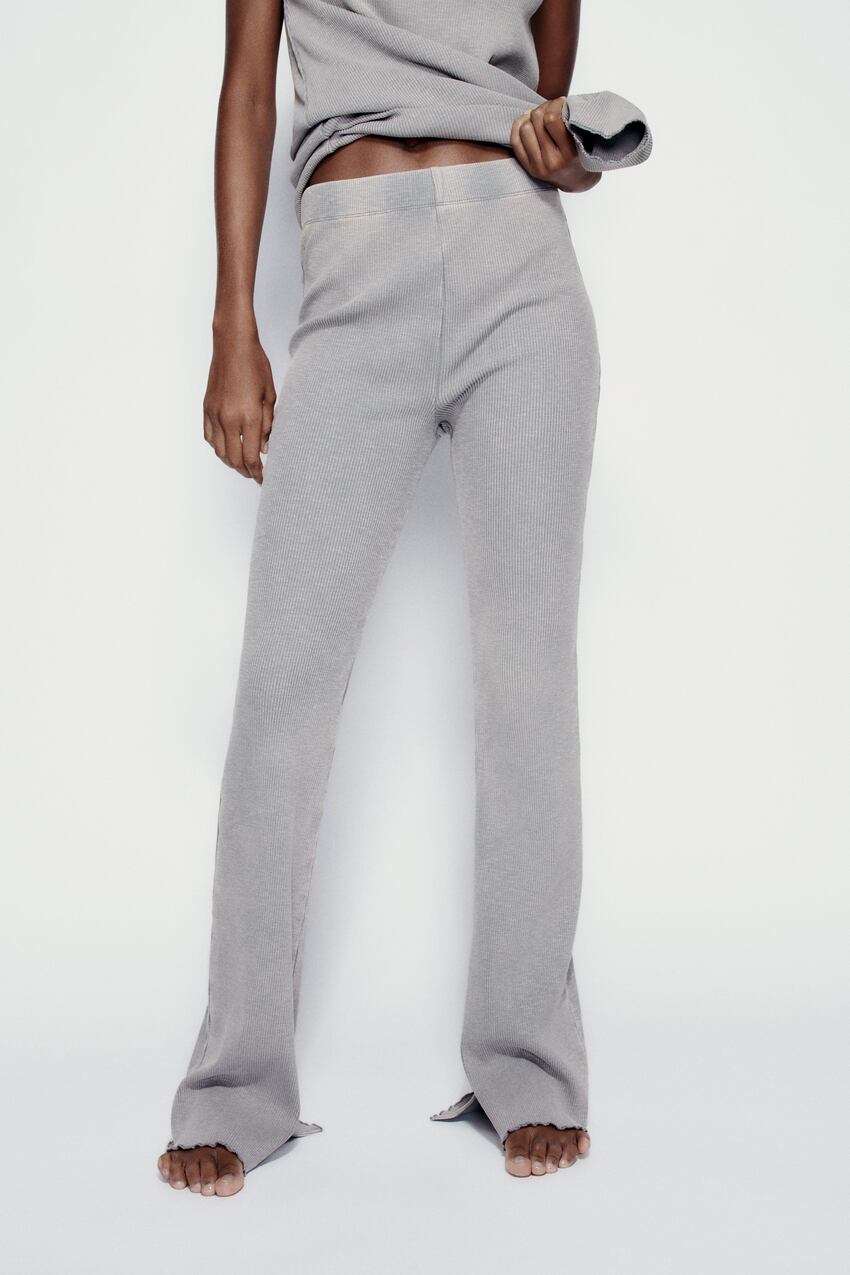 FADED RIBBED TROUSERS - Grey