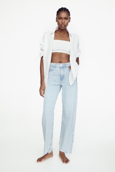 Light wash wide leg jeans zara Clearance