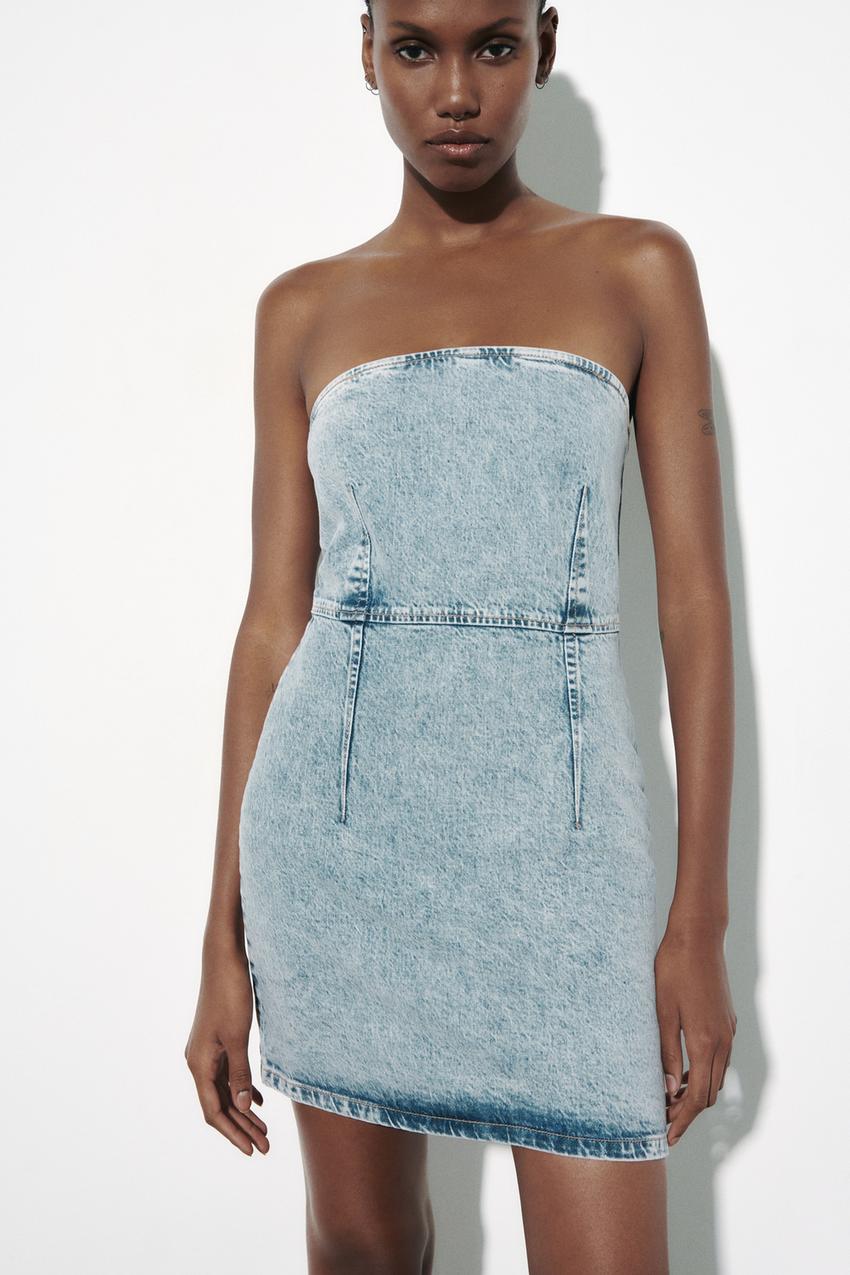 Mini denim dress zara Clearance
