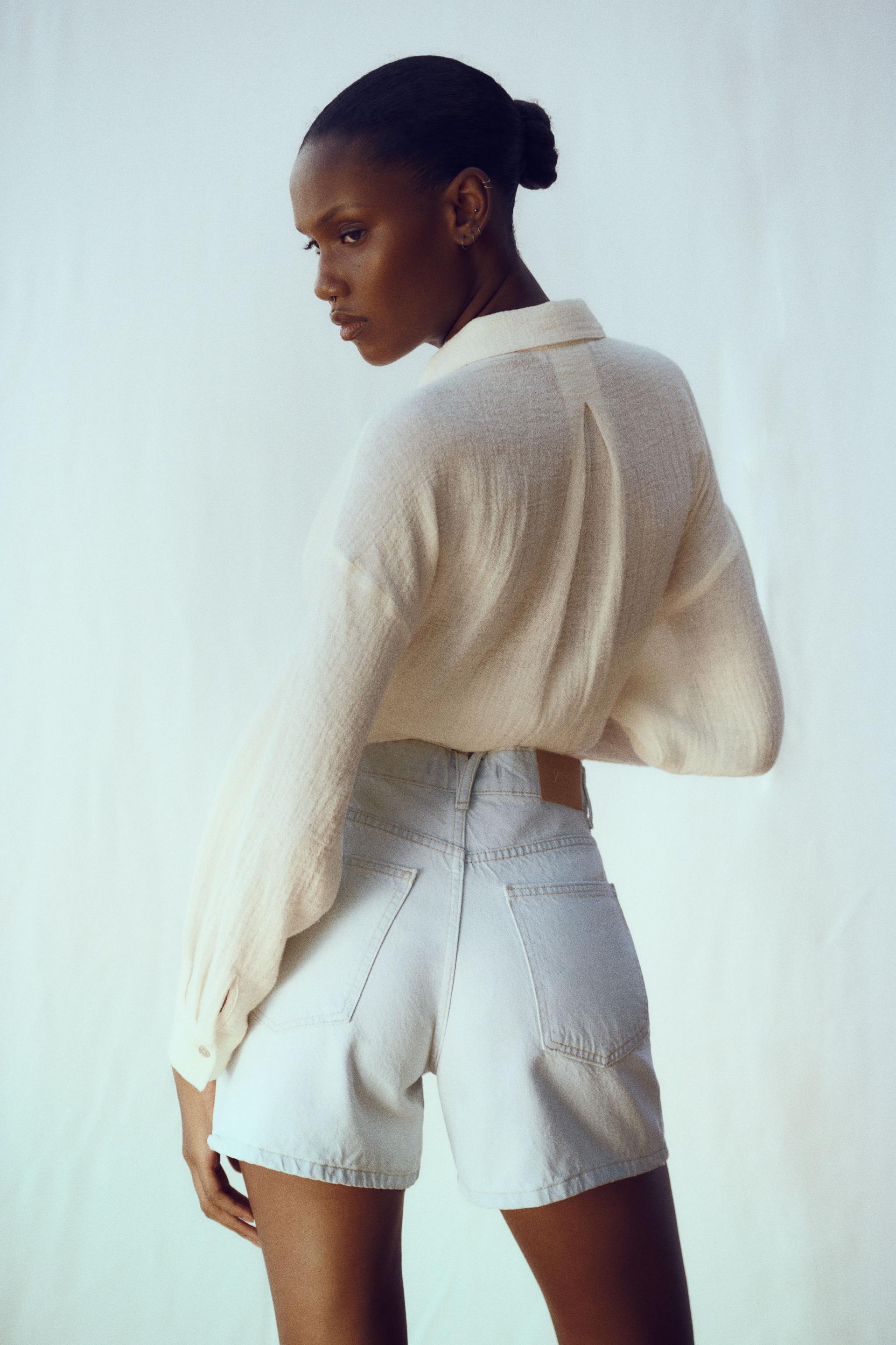 Zara solid color straight shorts Clearance