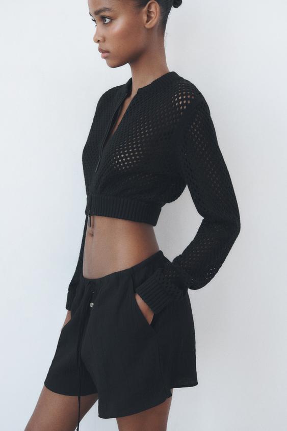 Zara black cut out crop top Clearance