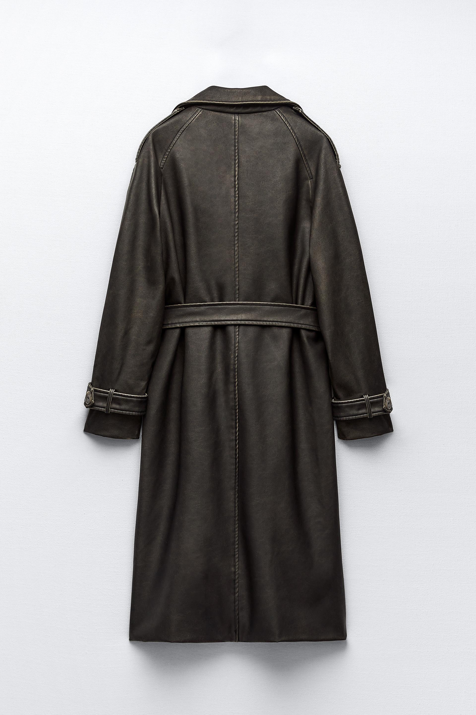 Zara leather trench coat women's Clearance