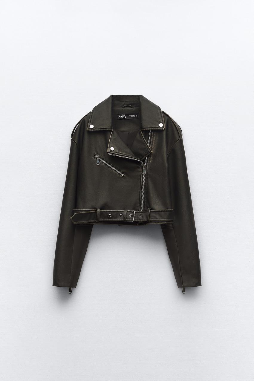 Zara faux leather cardigan Outlet