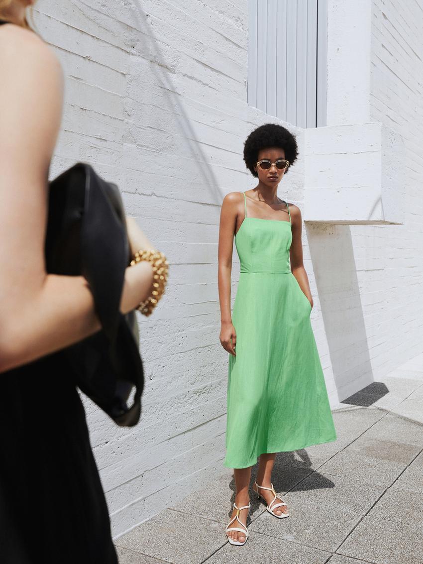 Green strappy dress zara Clearance