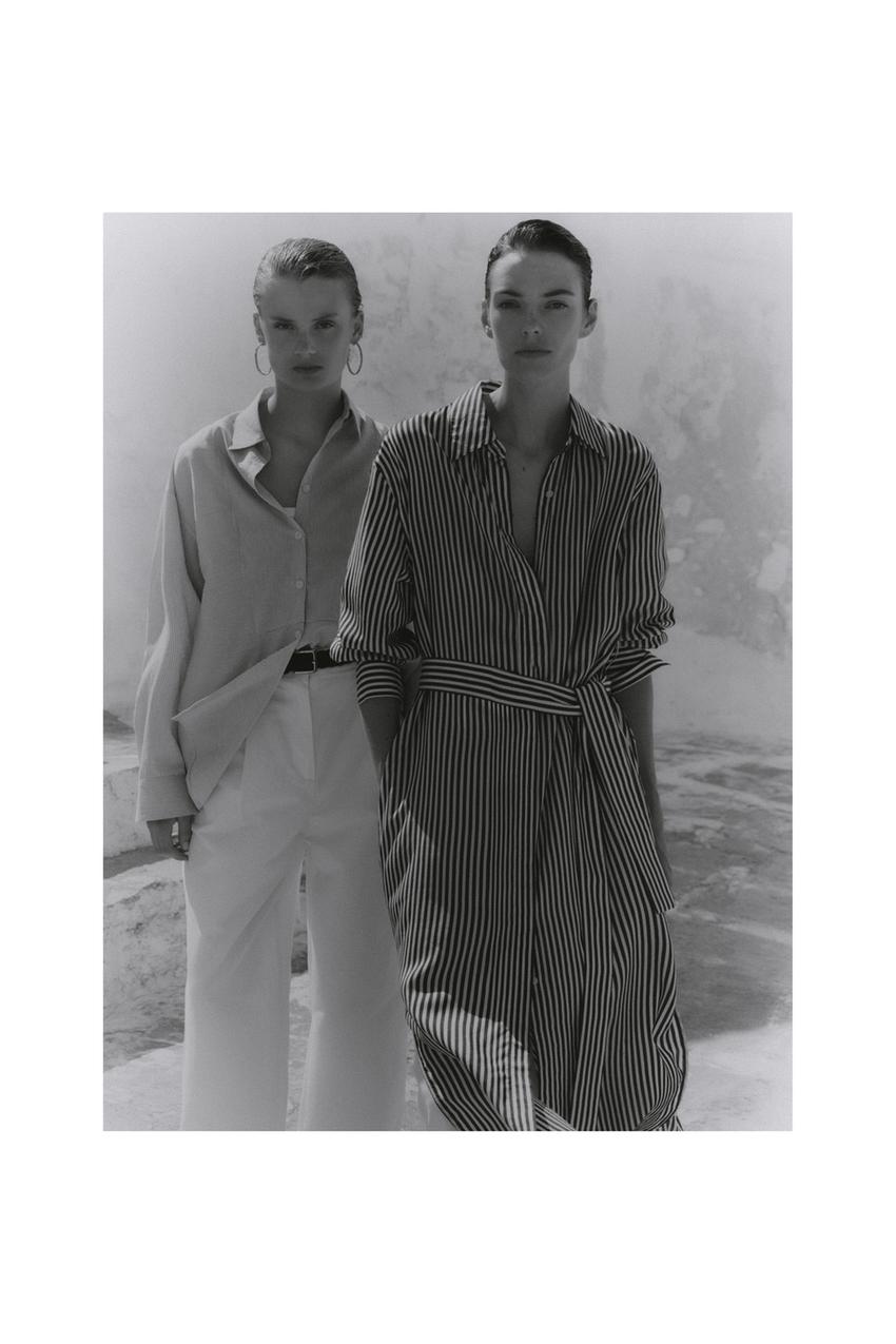 Zara striped shirt dress black and white Clearance