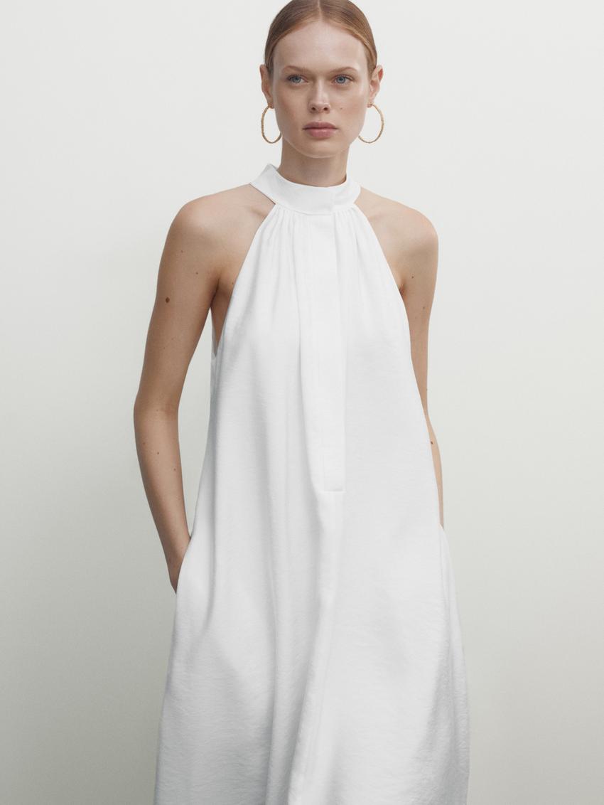 Zara white halter neck dress Clearance