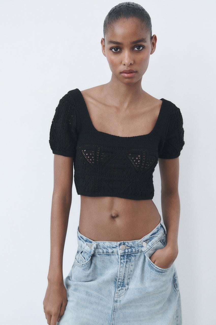 Zara crochet knit top Clearance