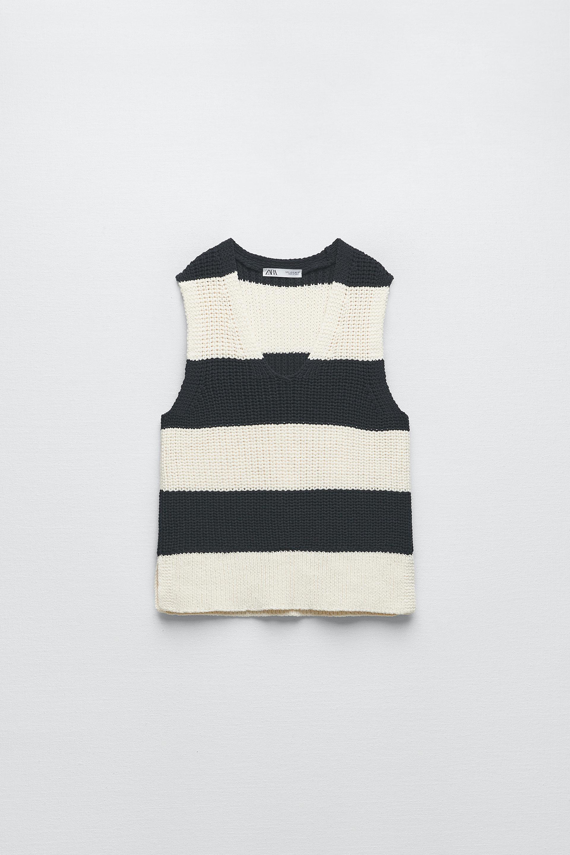 Zara black and white sweater vest Outlet