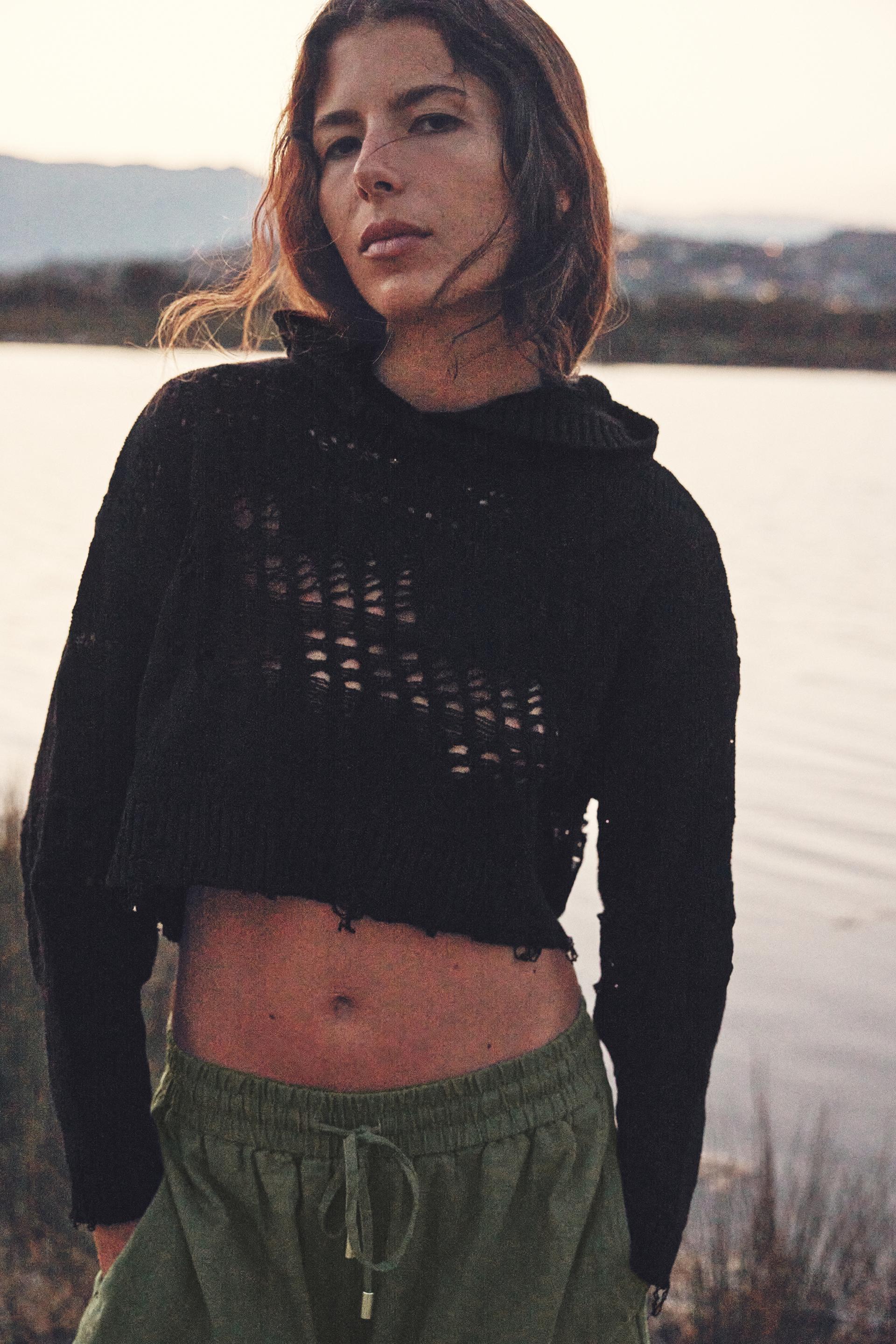 Crop top hoodie zara Outlet