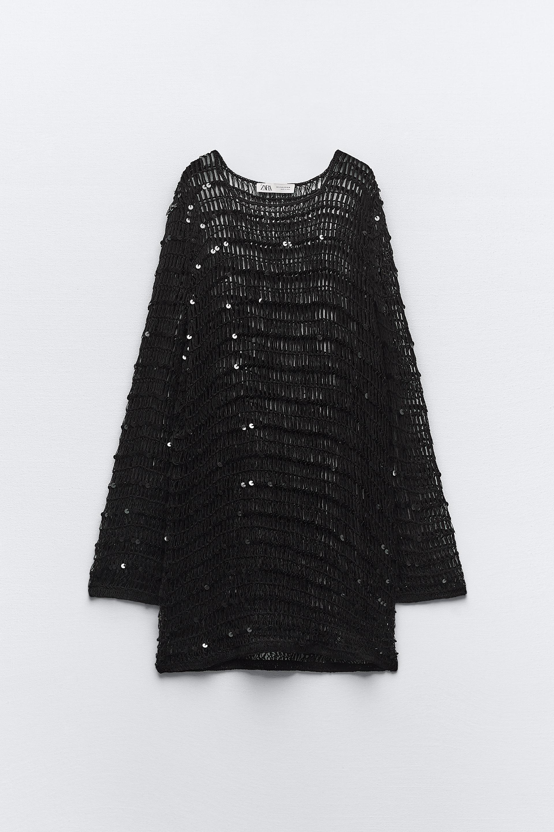 Zara combined sequin knit quarter zip Clearance