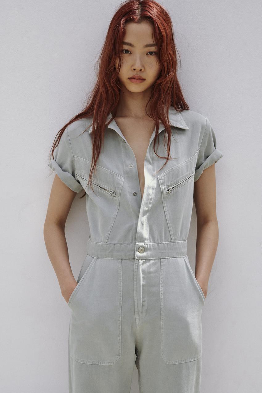 Zara colored denim jumpsuit Clearance