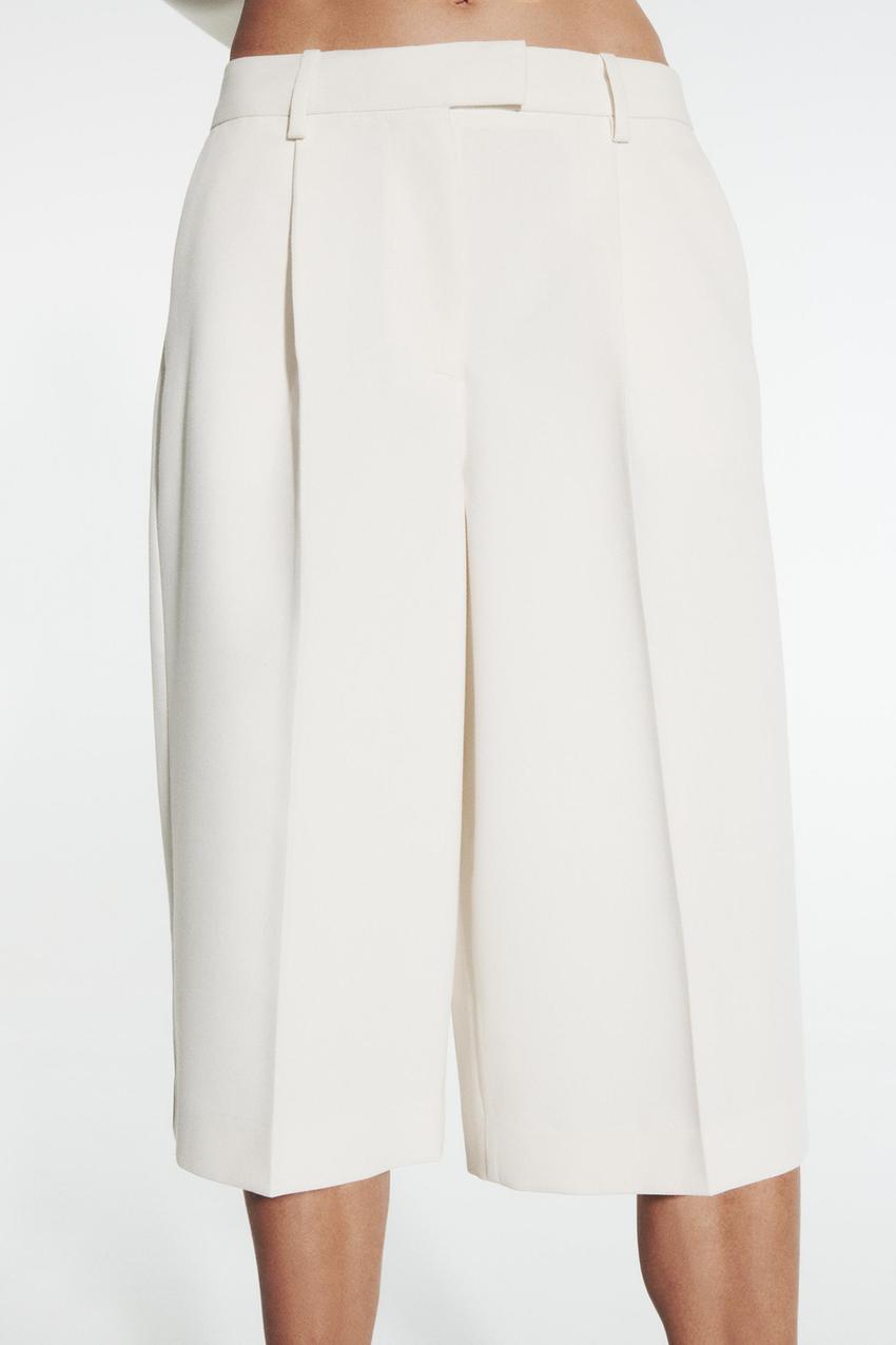 Zara white pleated shorts Clearance