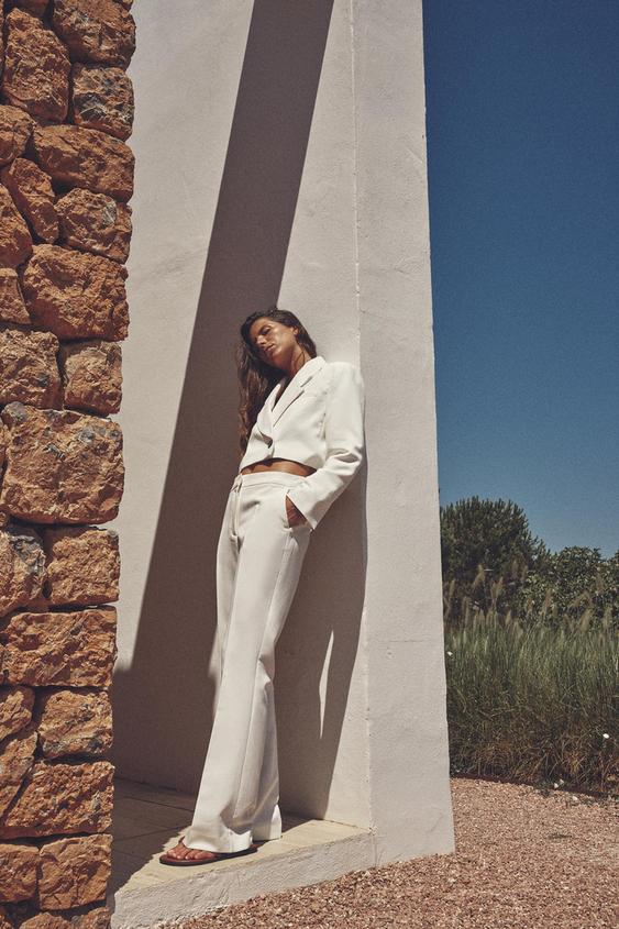 Zara white crop blazer Clearance