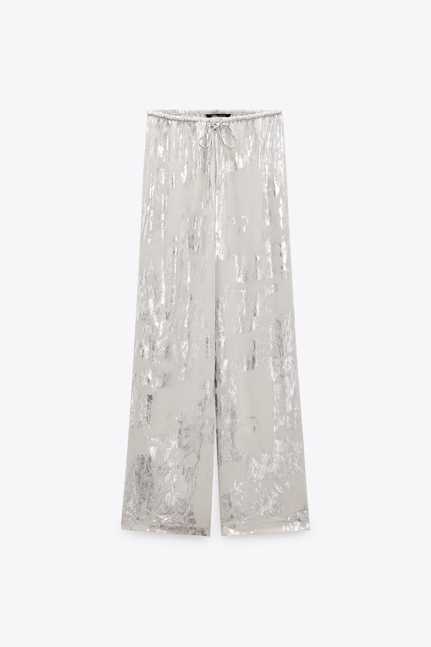 Metallic trousers zara Clearance