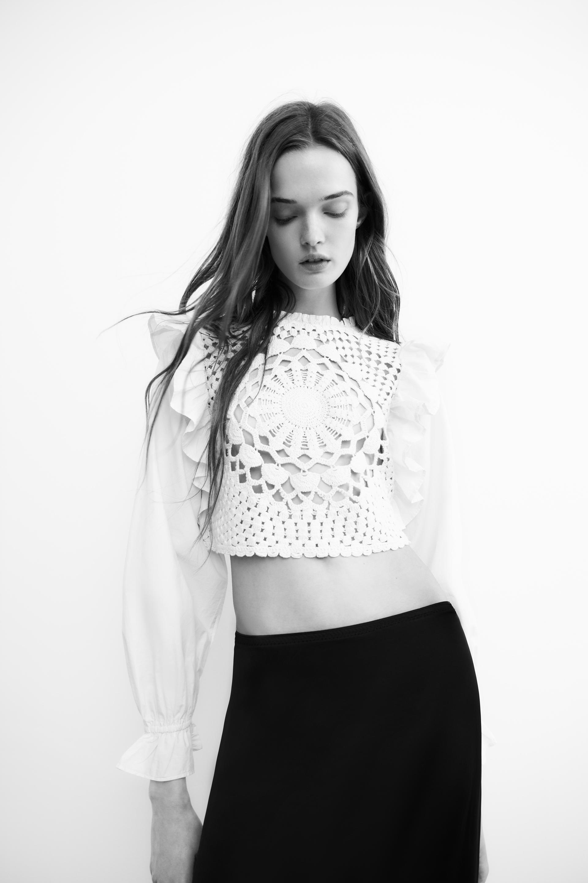 Zara knit top with sleeve detail Clearance