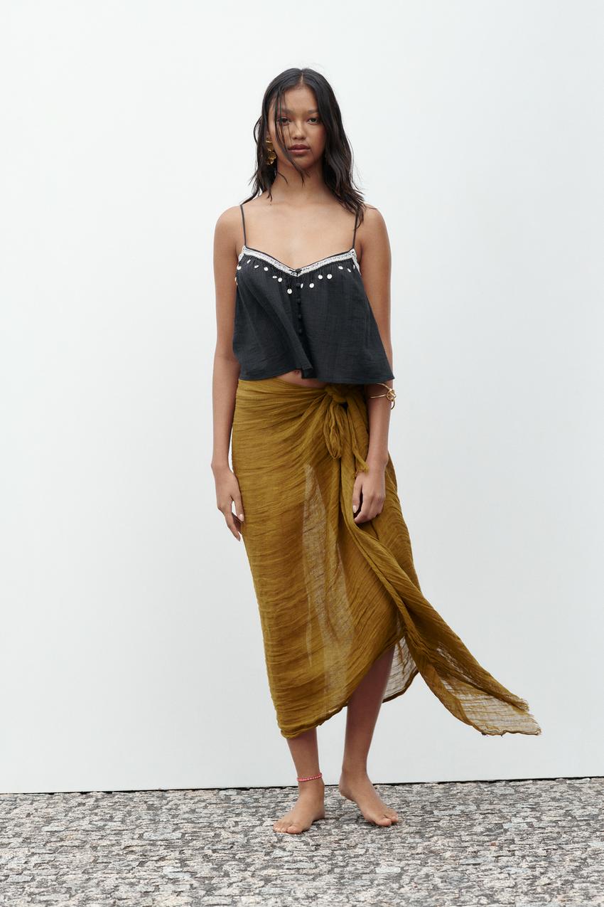 Zara black fringe top Clearance