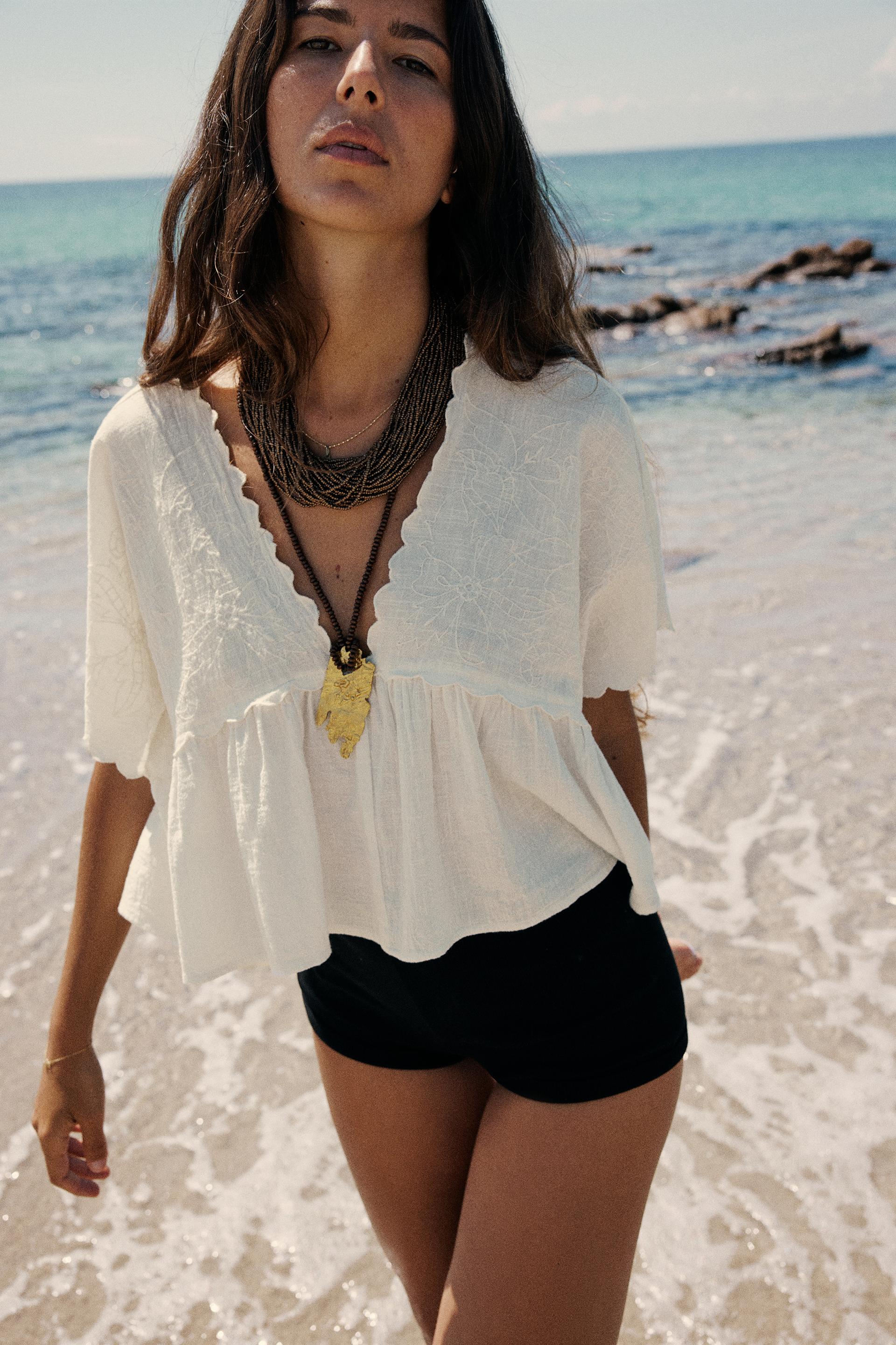 Embroidered blouse zara Clearance