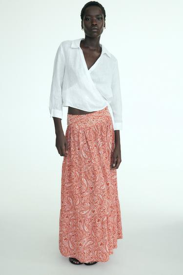 Zara blue and white maxi skirt Clearance