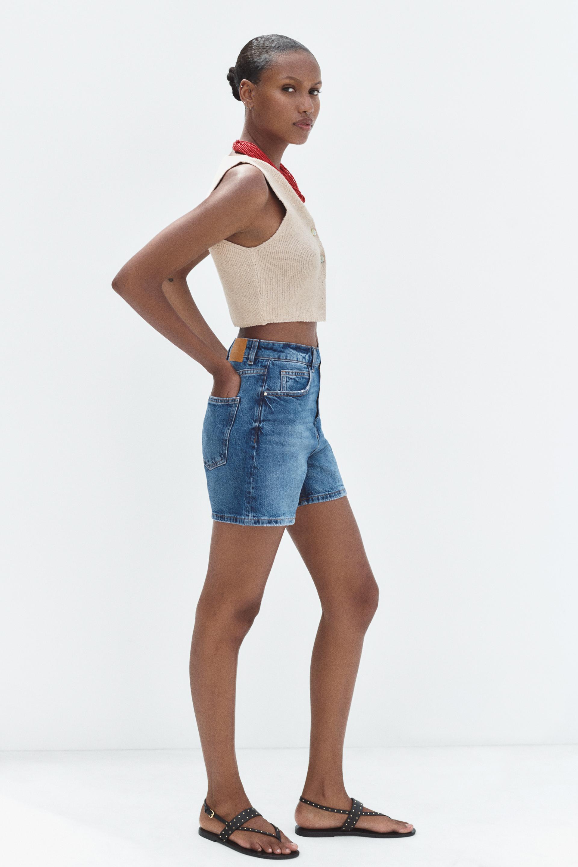 Shorts high rise denim zara Clearance
