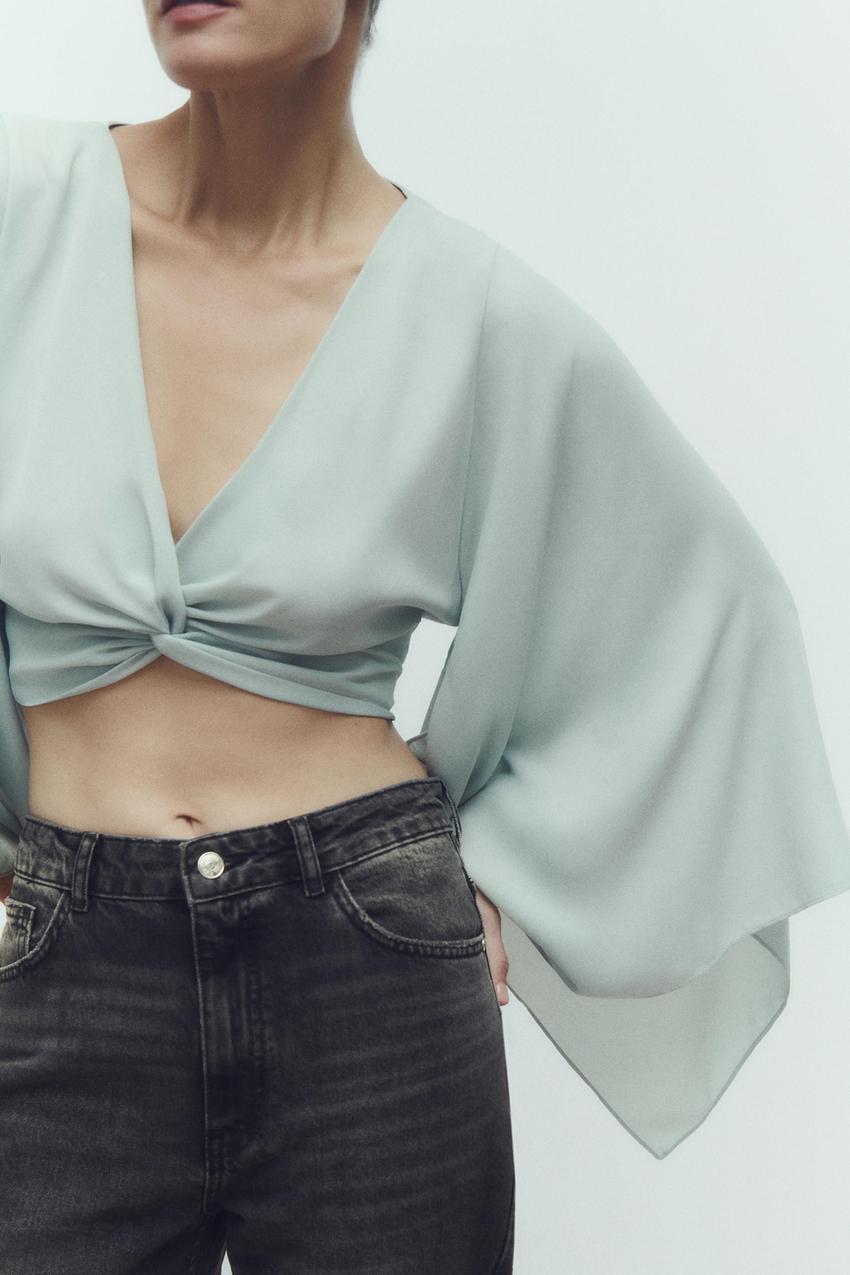 Wrap front crop top zara Clearance