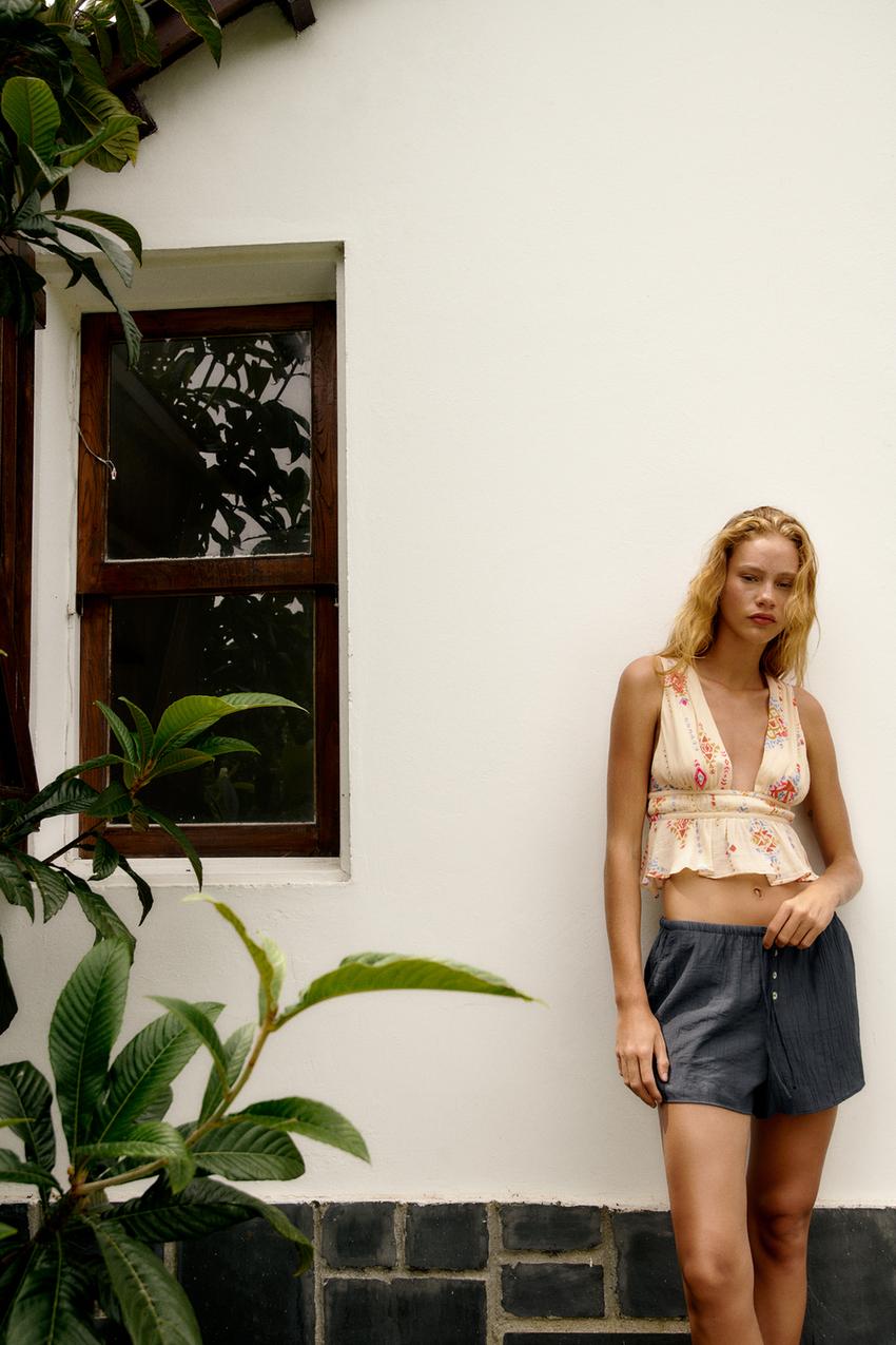 Zara printed cropped top Clearance