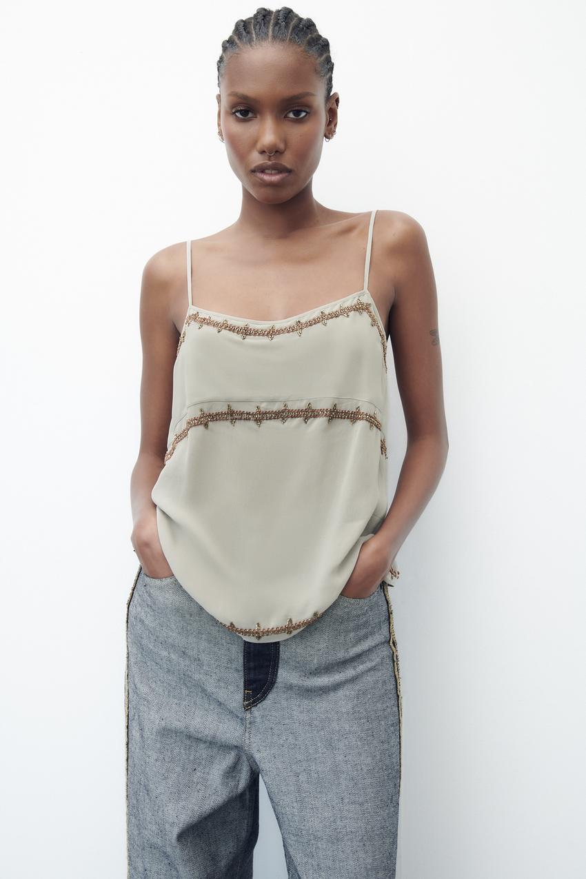 Red cami top zara Clearance