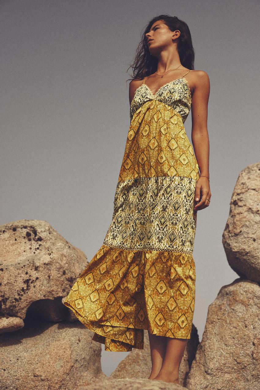 Tiered cotton dress zara Clearance