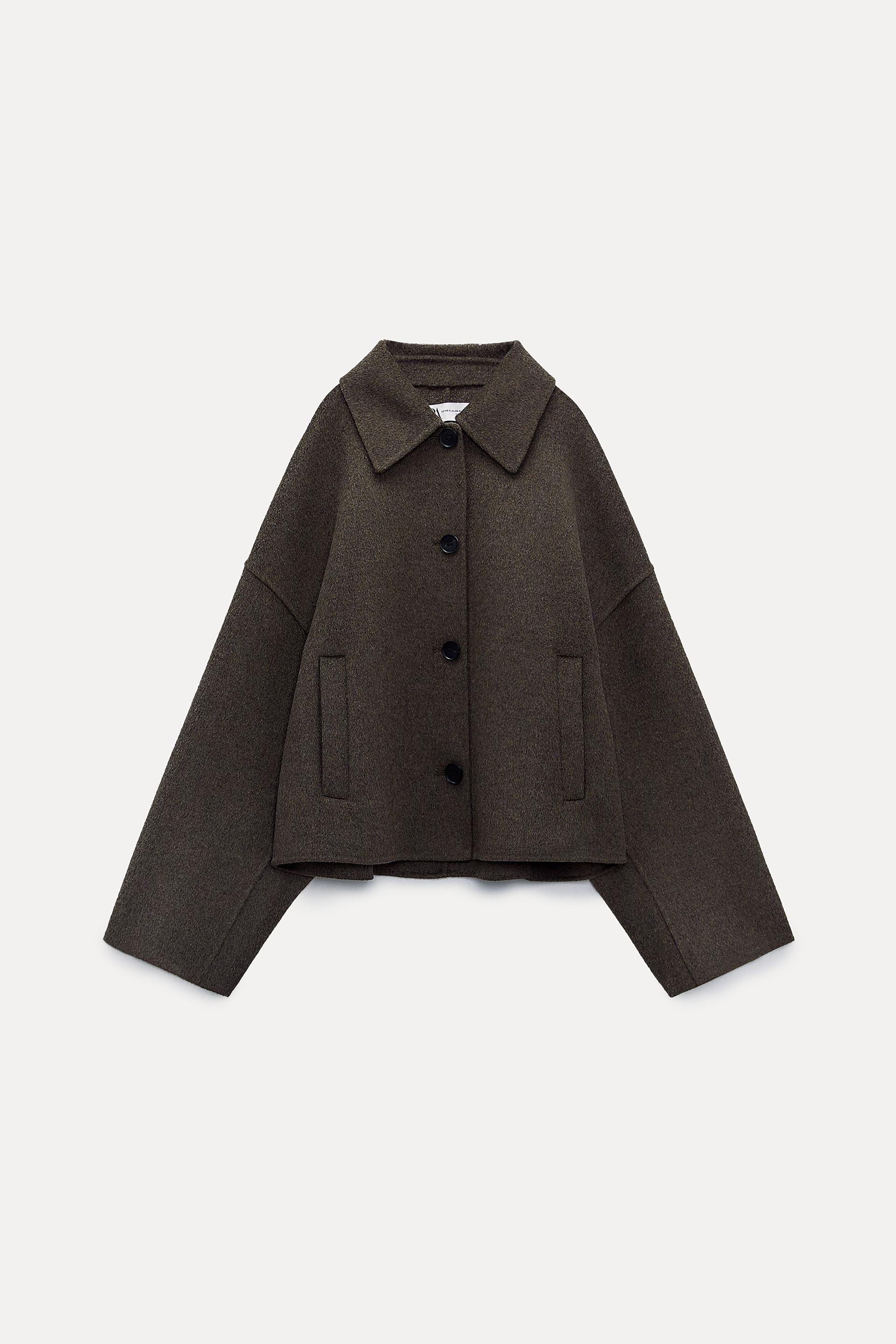 Zara check wool blend coat Clearance