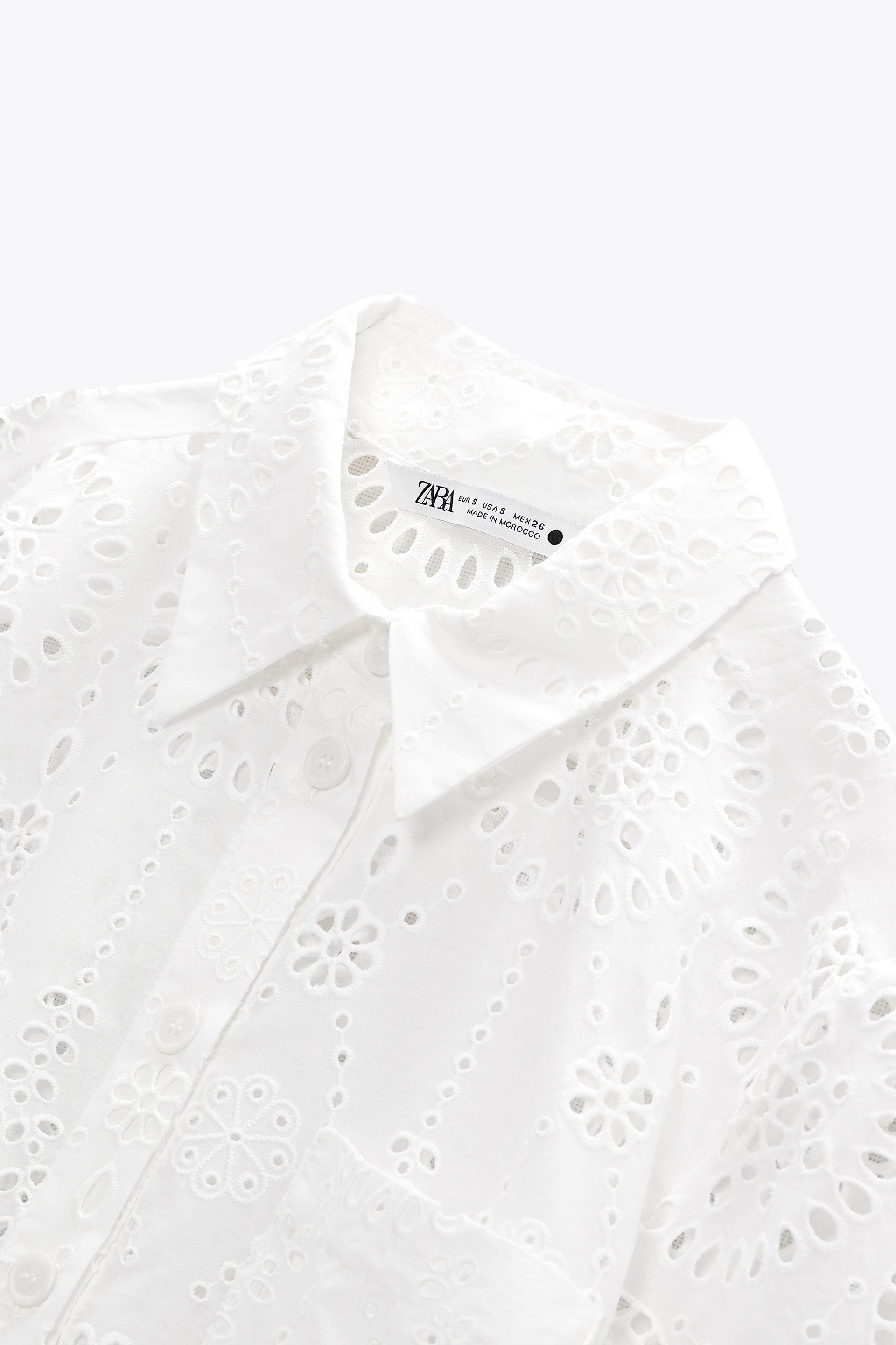 Zara embroidered shirt white Clearance