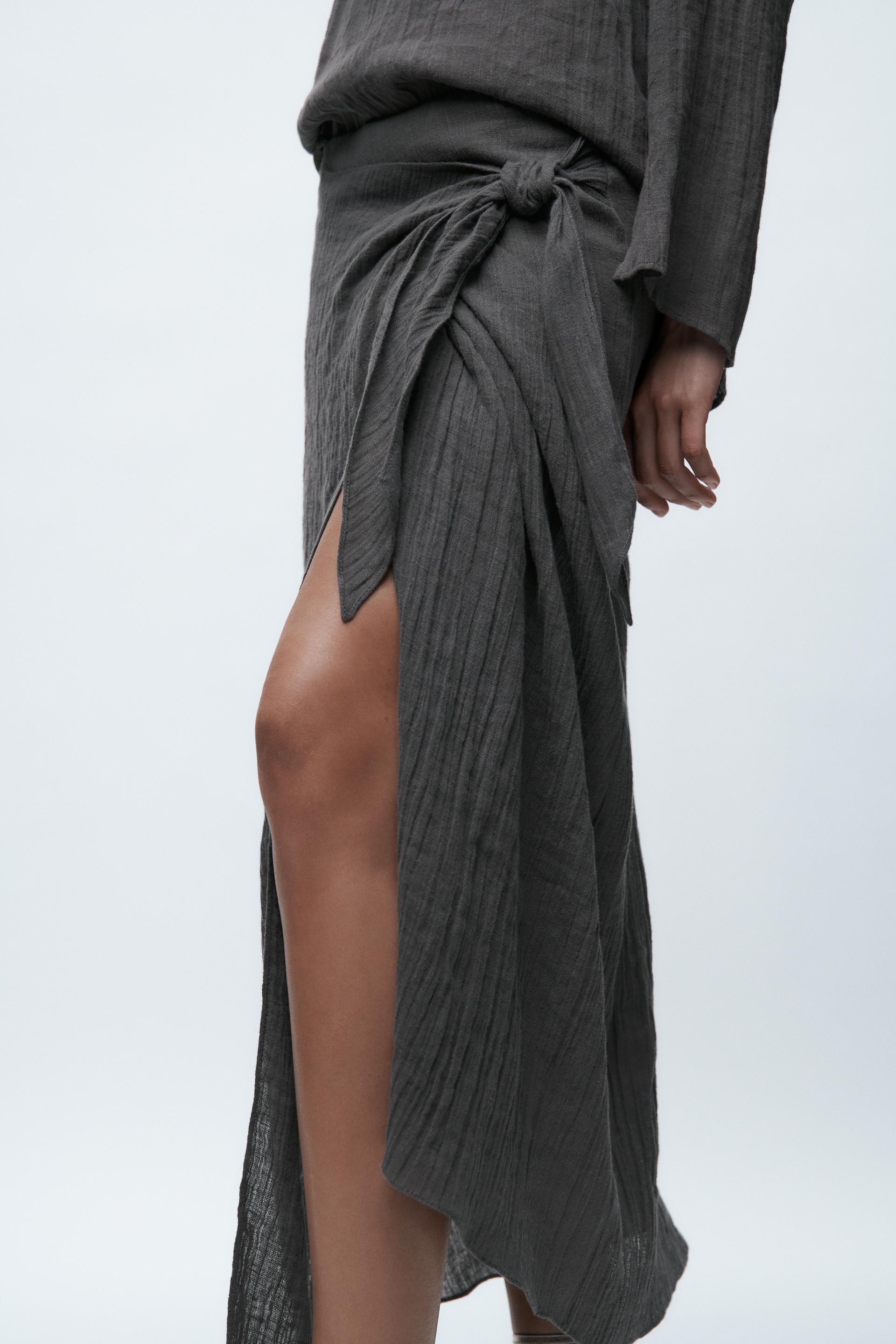 Linen wrap skirt zara Clearance