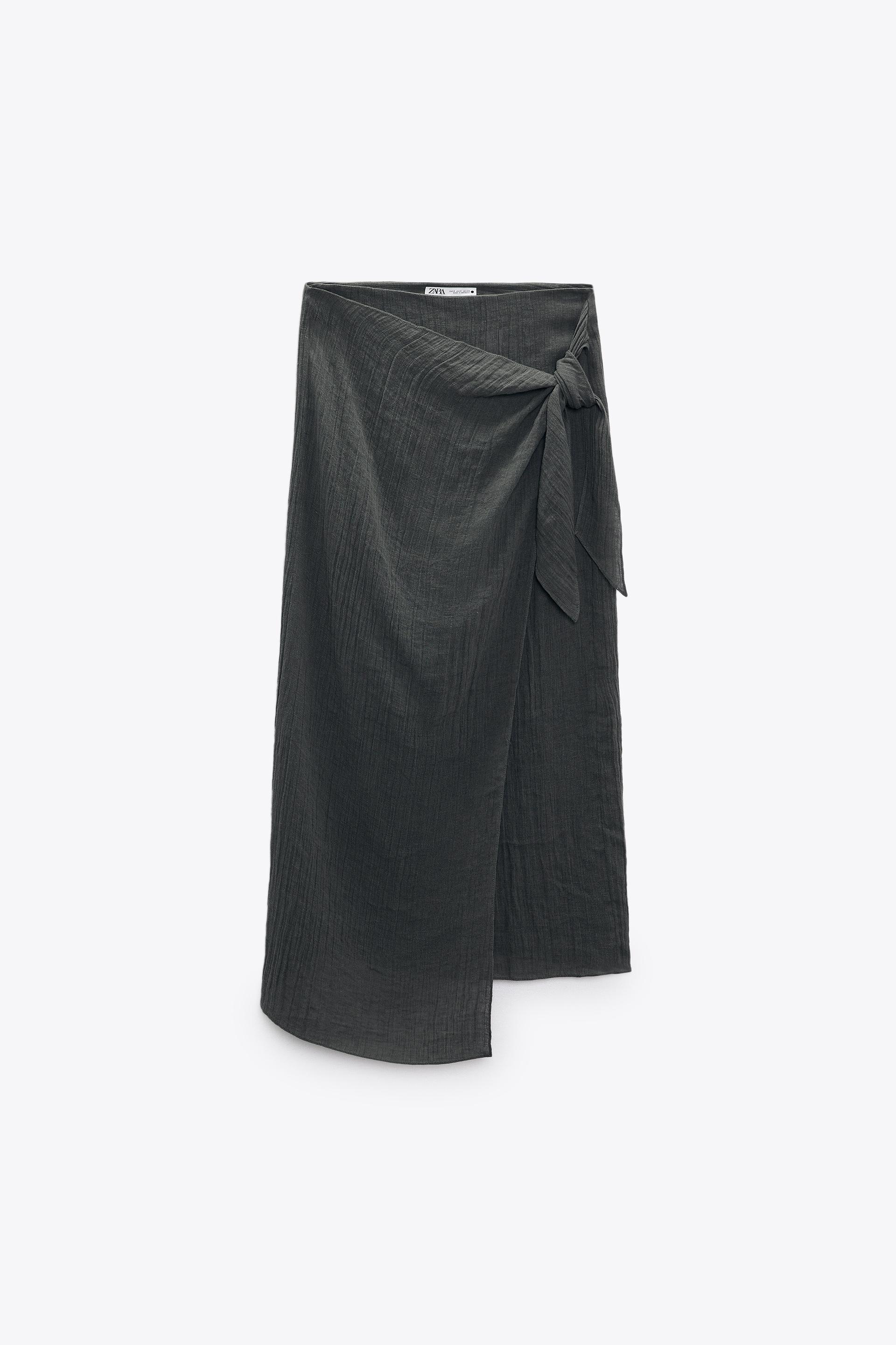 Linen wrap skirt zara Clearance