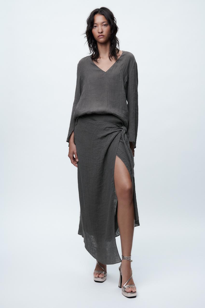 Zara linen draped skirt Clearance