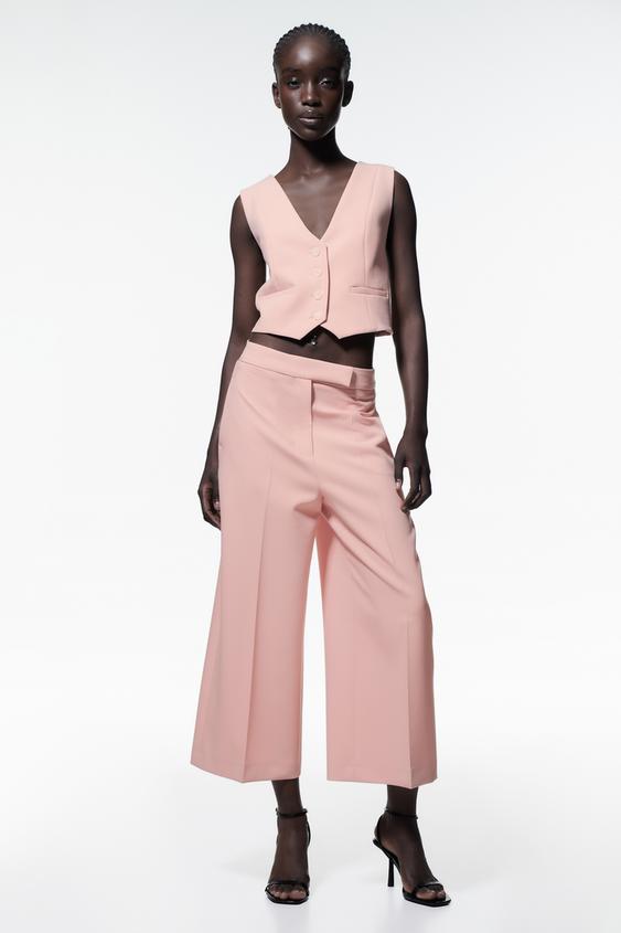 Zara pink flared trousers Clearance