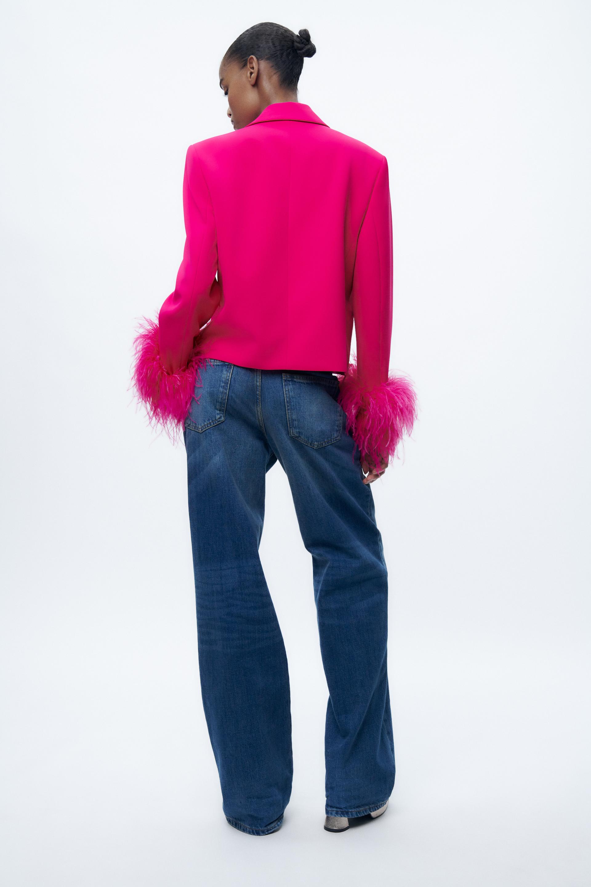 Cropped pink blazer zara Outlet