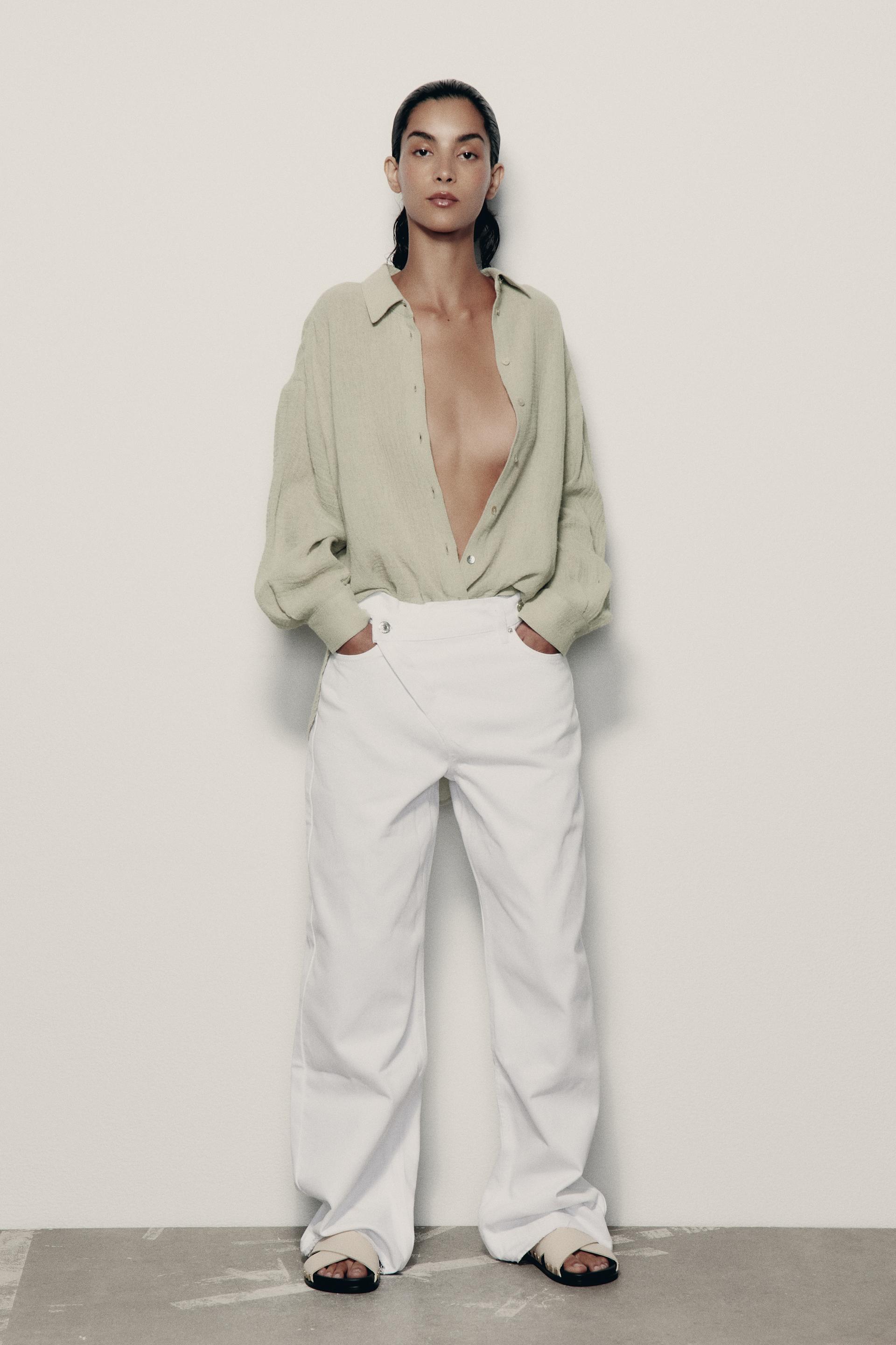 Green oversized shirt zara Clearance