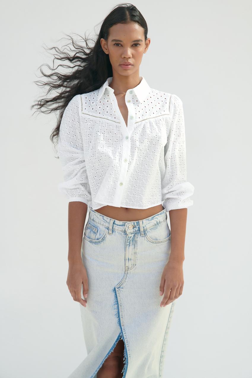 Cropped white shirt zara Outlet